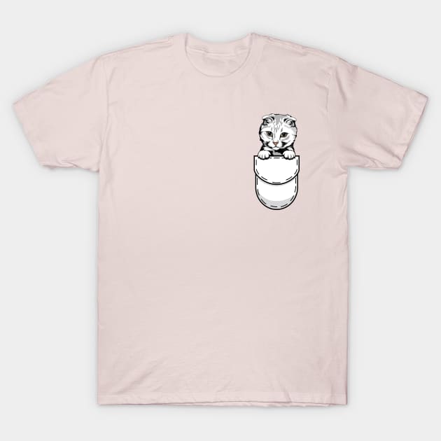 Funny Scottish Fold Pocket Cat T-Shirt by Pet My Dog